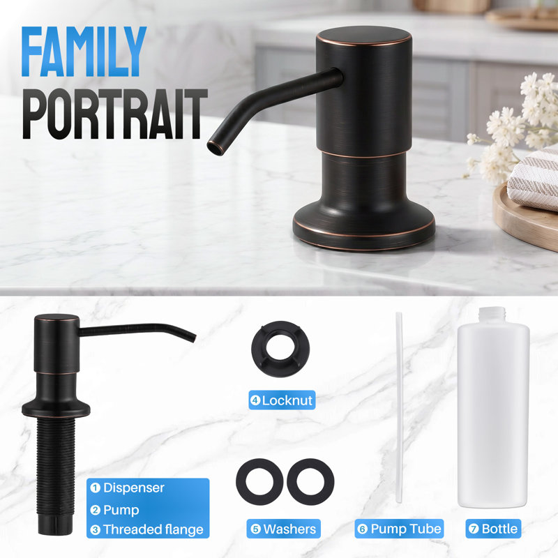 Distributeur de savon pour évier de cuisine en chrome poli, Bronze huilé