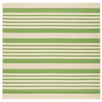 Tapis vert / beige en acrylique tissé à la machine à motif intérieur / extérieur Arneshia