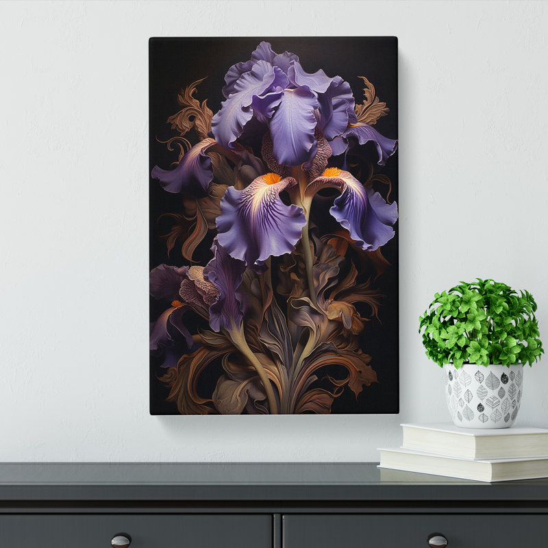Iris Flower Baroque - Print, 76cm H x 50cm W x 3cm D
