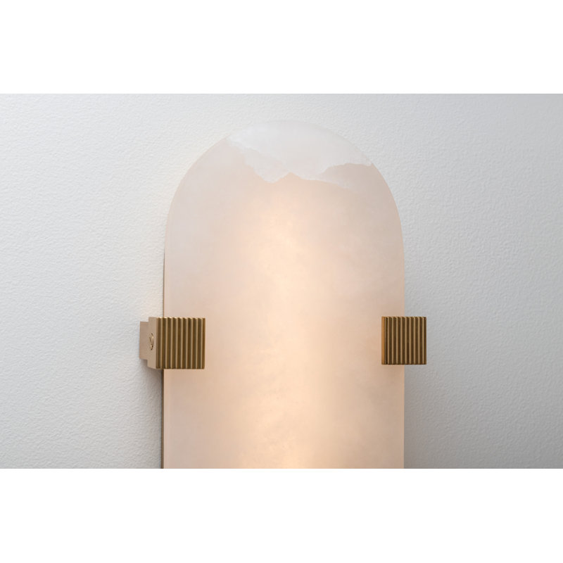 1 - Light LED Dimmable Flush Mounted Sconce, Aged Brass