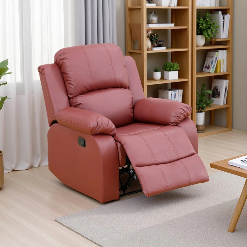 Fauteuil inclinable manuel en cuir, Red