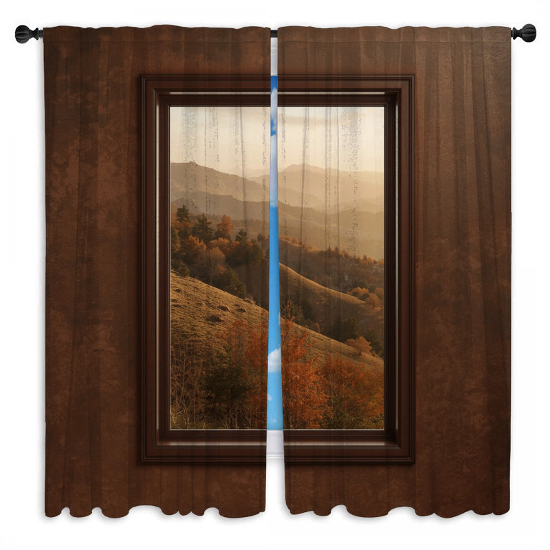 Rideaux de fenêtre montagne paysage d'automne obscurcissant et transparent - 2 panneaux, 40in x 52in - 2 panels