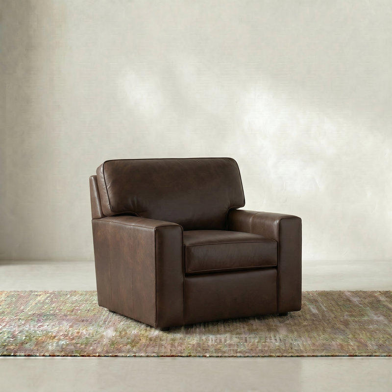 Fauteuil pivotant en cuir Yosef, Cuir grainé mat noyer foncé Matador