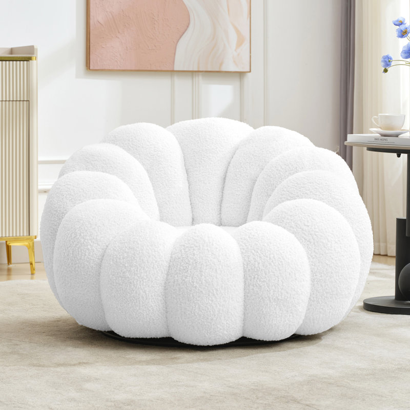 Cerone Upholstered Swivel Chair, White