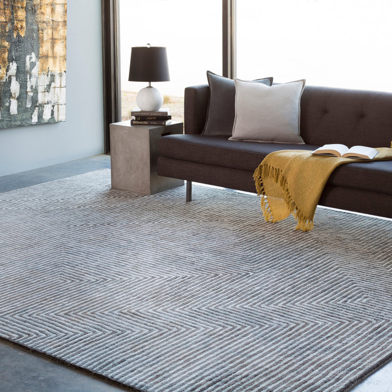 Balos Hand Tufted Viscose Geometric Indoor Rug, Rectangle 6' x 9'