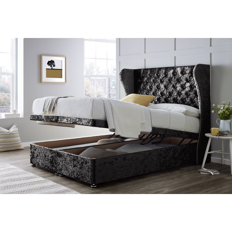 Divan Bed with 54" Floorstanding Headboard, Black, Small Single (2'6)