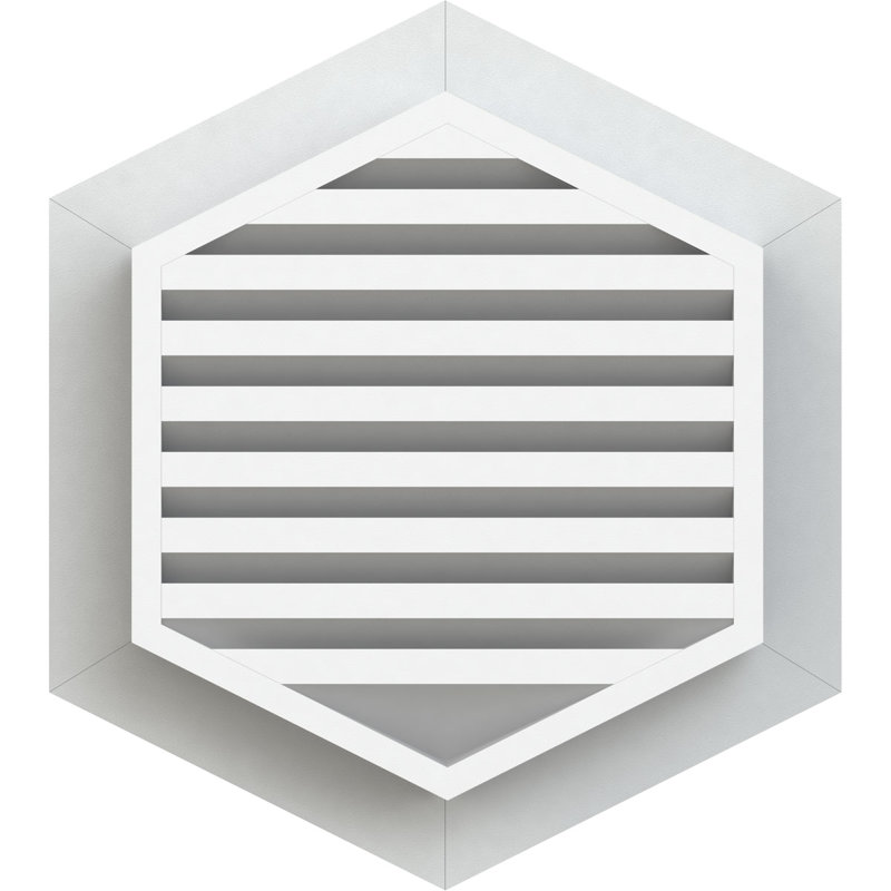 Évent gable vertical en pvc avec cadre plat en pvc blanc, Brai 5/12, H 23 po x l 17 po x P 3 po