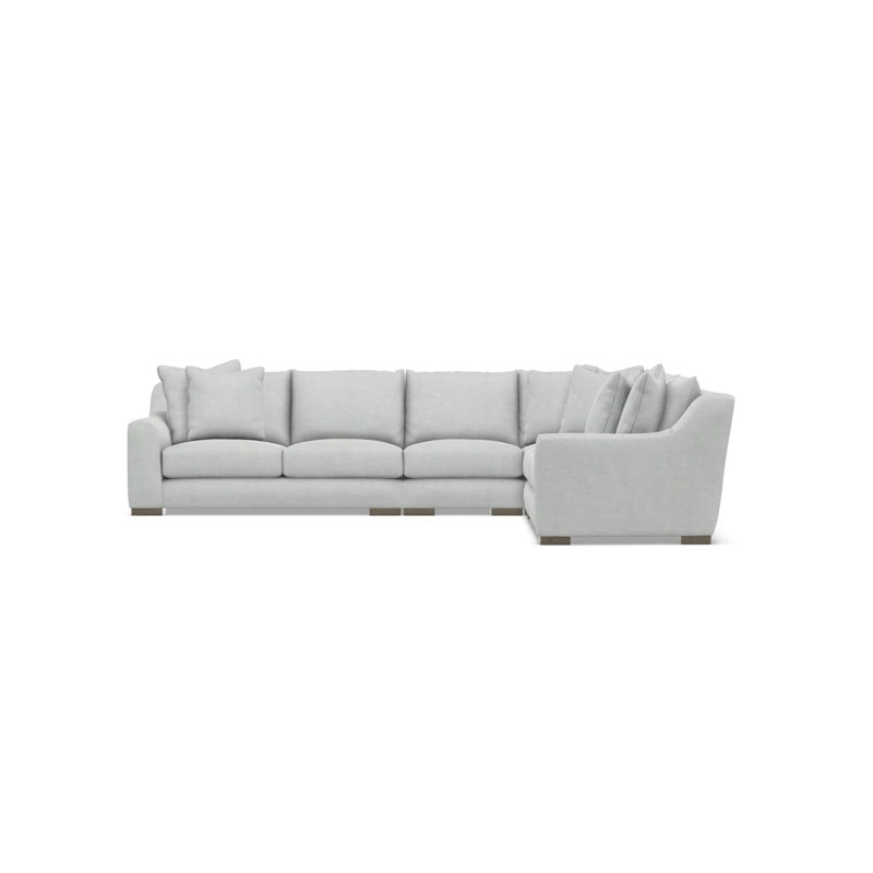 Gabi 5-Piece Fabric Sectional, Light Gray Polyester Blend, 35" H x  140" W x 110" D, Right Hand Facing