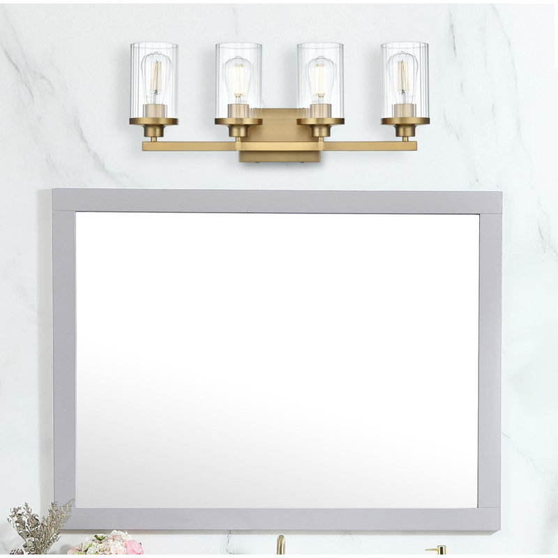 Éclairage pour meuble-lavabo à intensité variable Dariela, Doré, H 10 po x l 25 po x P 25 po, Quatre lumières