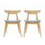 Ensemble de 2 chaises rétro en bois d'hévéa avec dossier ergonomique et coussins moelleux-936134263-936134260