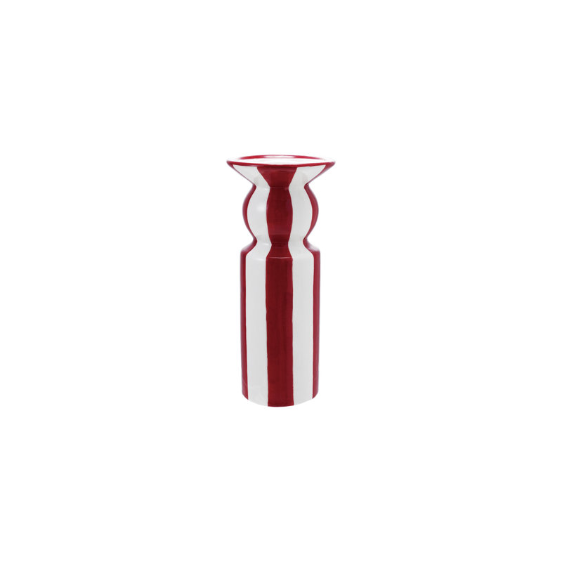 Tall Hand-Painted Ceramic Striped Taper Holder, 7.75’’ H x 3.38” W x 3.38” D