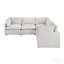 Modern Modular 5-Piece Sectional Sofa Set Beige Upholstered Durable Solid Wood Frame Living Room Furniture