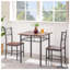 Retro Brown 3-Piece Dining Set with Metal Frame and Wood-Top Table
