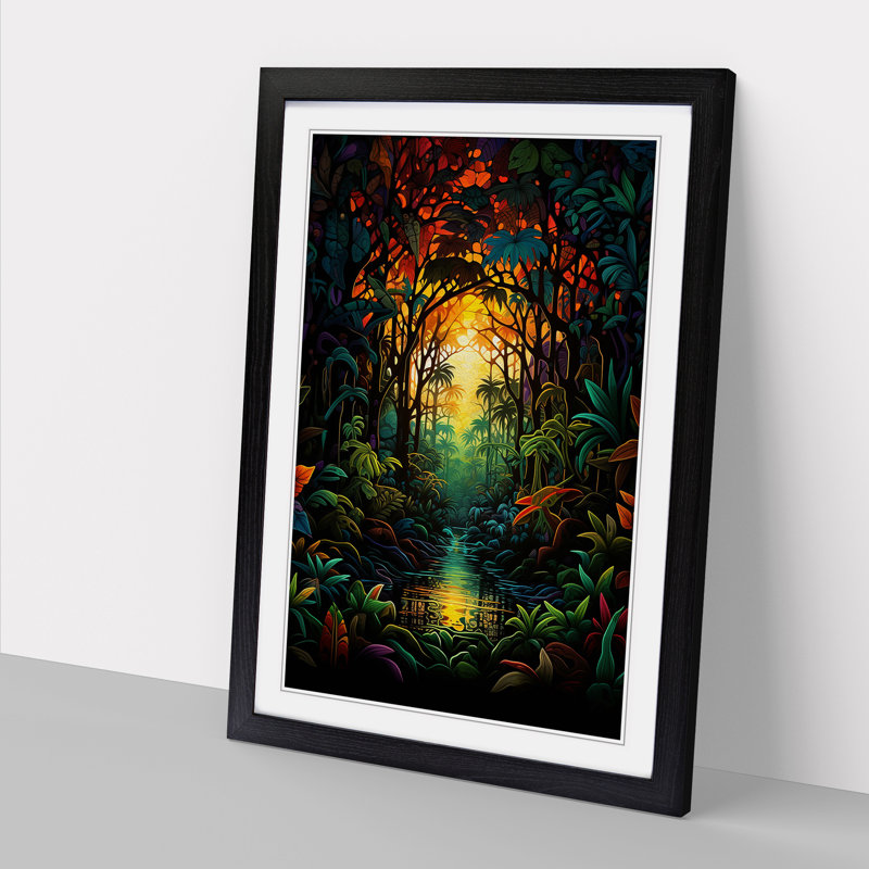 Jungle Abstract Framed Print, 34cm H x 25cm W x 2cm D, Black 