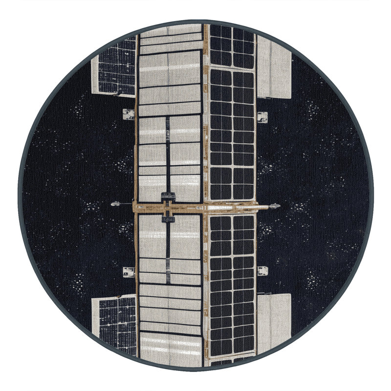 Tapis gris lavable à la machine, Rond 3 pi
