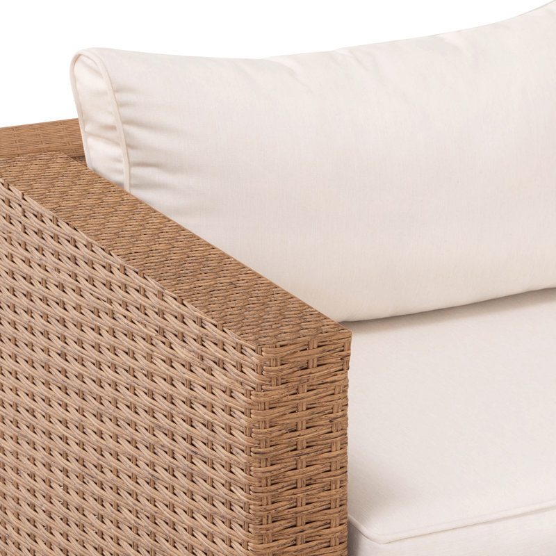 Ensemble de conversation modulaire en métal avec coussins 7 pièces Rashawnda, Beige