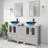 Khristopher 60'' Double Bathroom Vanity with Manufactured Wood Top, Glass Vessel Sink, Faucet, Drain-712803678-712803677