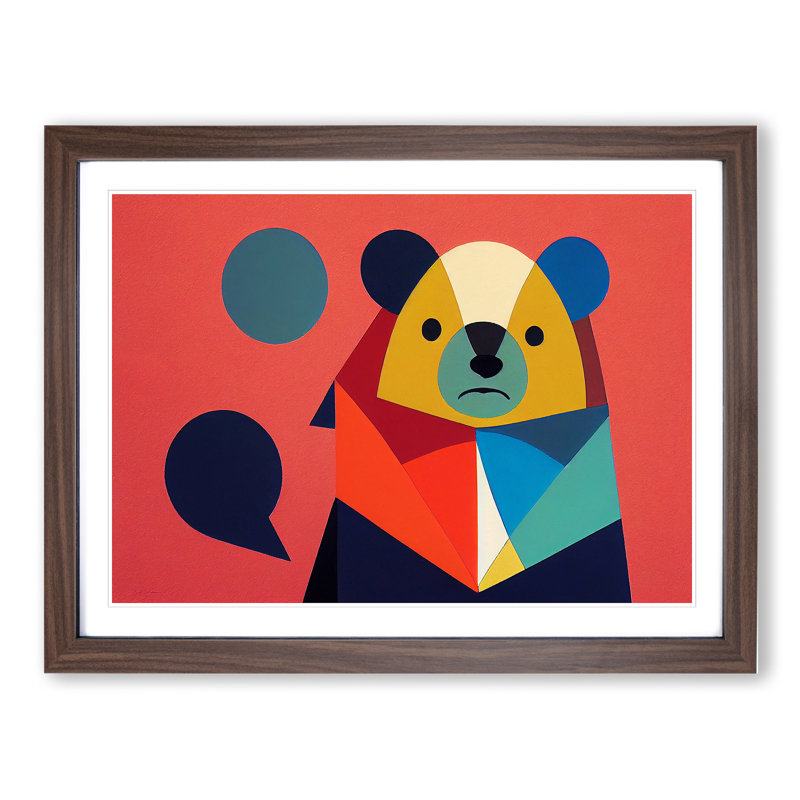 Teddy Bear Abstract Vol.3 - Single Picture Frame Print, 25cm H x 34cm W, Walnut