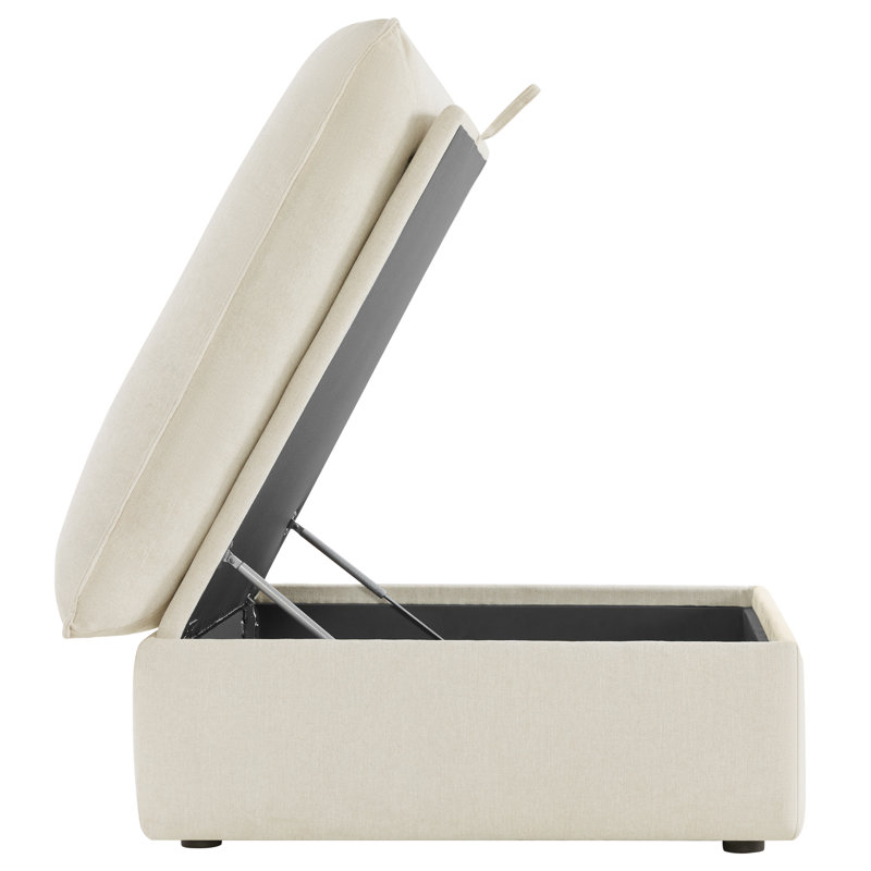 Square Storage Ottoman, Linen