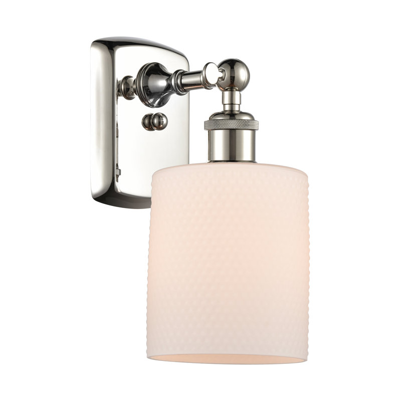 Leilani Armed Sconce, Incandescent, Matte White, Polished Nickel