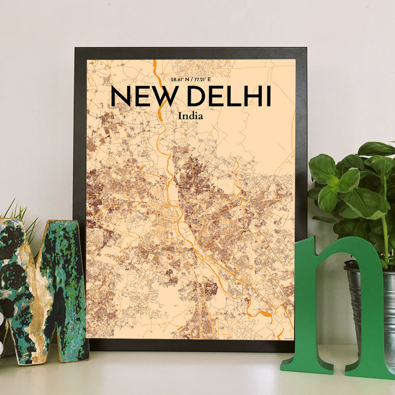New Delhi City Map - No Frame Print, 50.8 cm H x 40.6 cm W x 0.12cm D