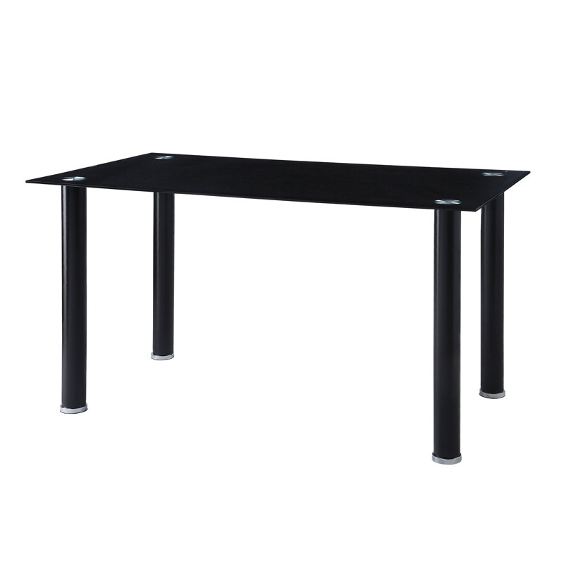 Antietam Glass Top Metal Base Dining Table, Black