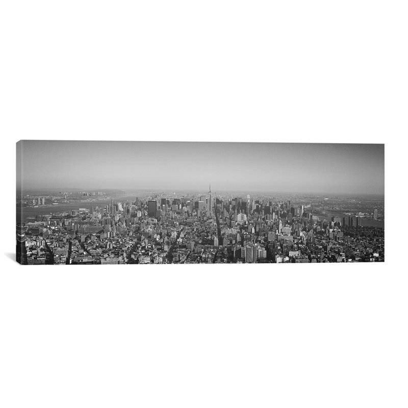 « new york horizon cityscape », reproduction de photo sur toile, H 16 po x l 48 po x P 1,5 po, Toile tendue
