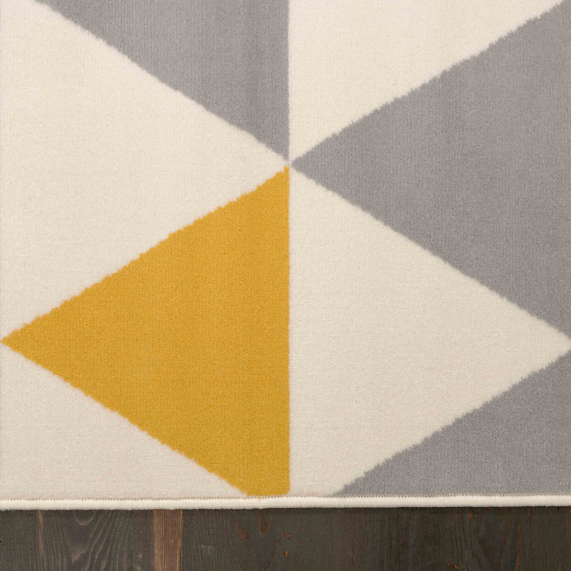Zhora Tufted Ochre Grey Geometric Rug, Rectangle 280 x 365cm