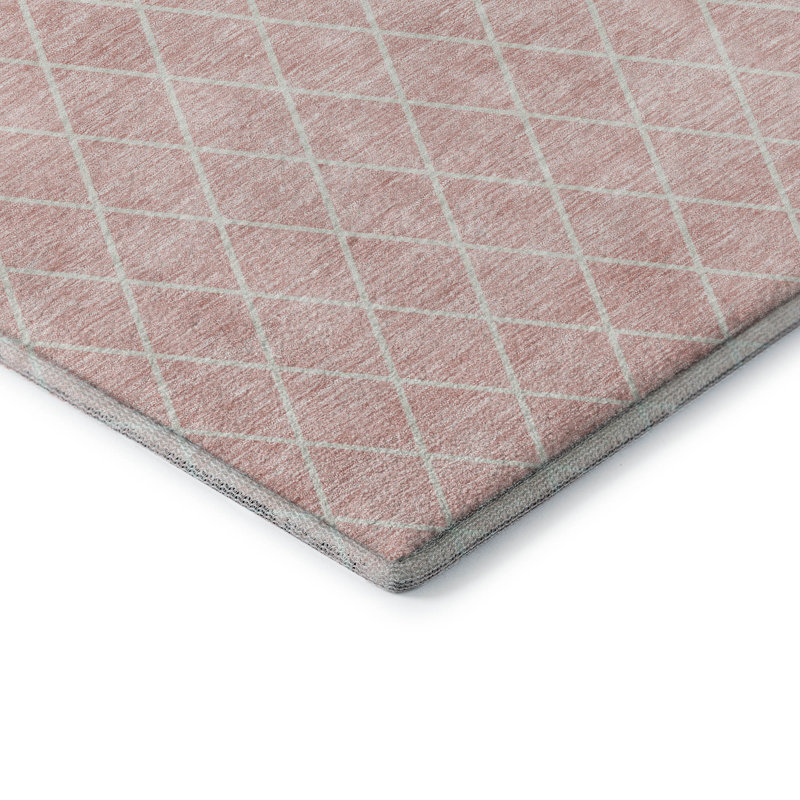 Premium Machine Washable Prisco Pink Rug, Rectangle 8' x 10'