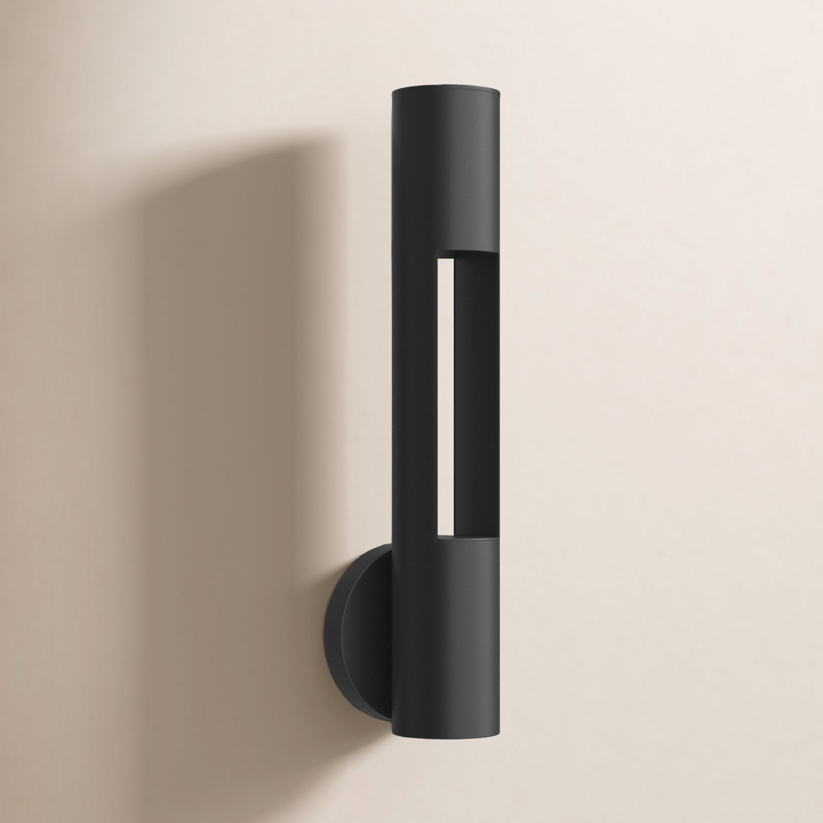 Aurora 2 Light Cylinder Outdoor Wall Light, Black