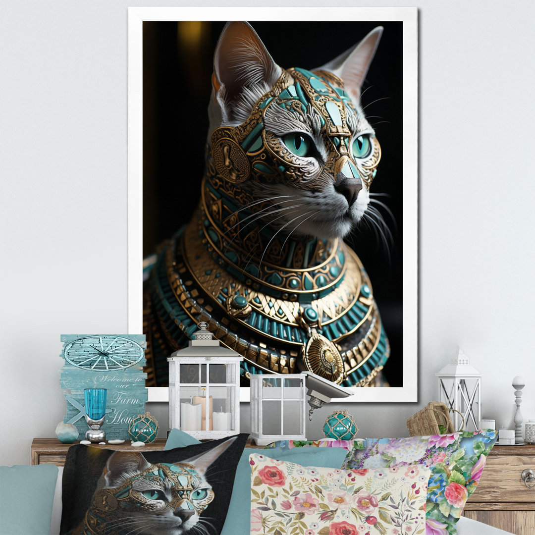 Egypt Egyptian Cat - Egypt Framed Canvas Print Bungalow Rose
