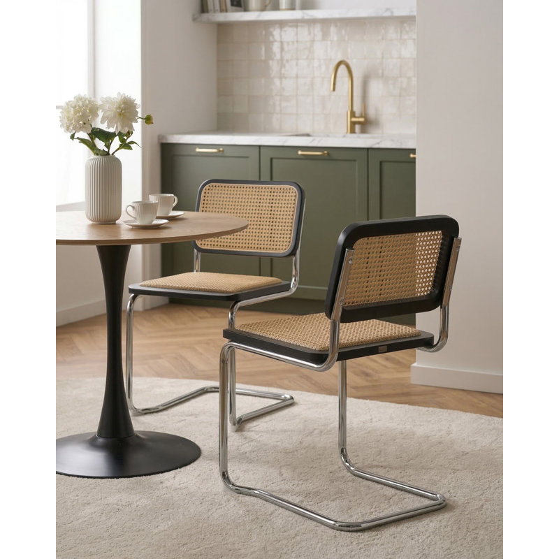 Alyias 49cm H Ladder Back Cantilever Chair, Black