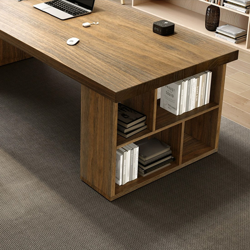 Bureau double caisson rectangulaire en bois massif avec 3 tiroirs, H 29,53 po x l 86,61 po x P 35,43 po