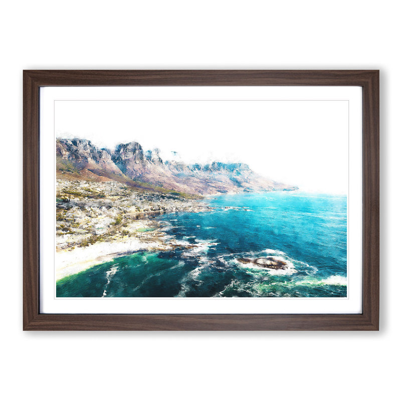Cape Town in South Africa - Picture Frame Graphic Art Print on MDF, Walnut Framed, 45cm H x 63cm W x 2cm D