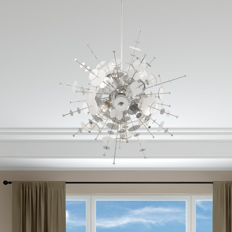 Nichalaus 6 - Light Dimmable Chandelier, 38'' H x 30'' W x 30'' D, Polished Chrome