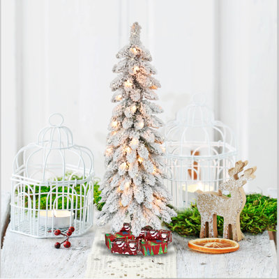 Sapin de noël artificiel vert/blanc avec lumières claires et 50 claires