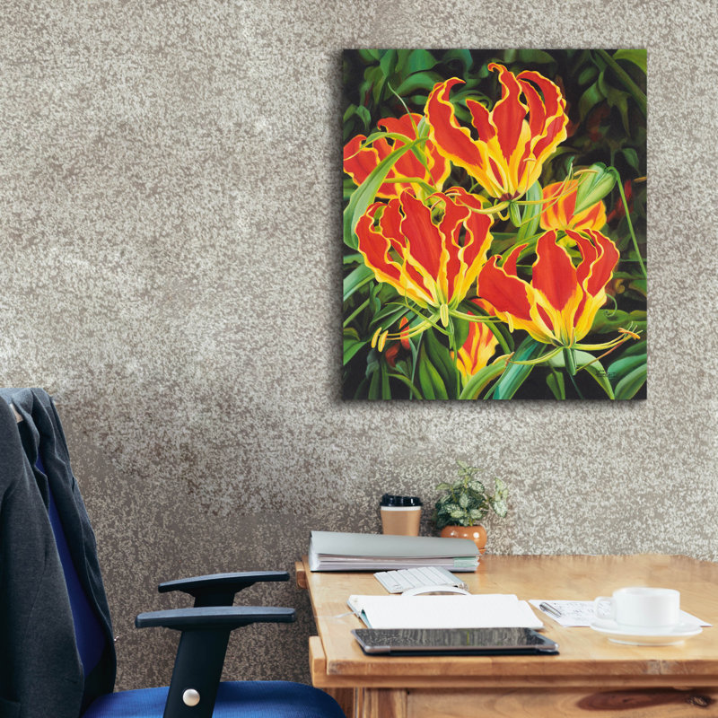  «Flame Lilies» par Delene Lambert, art mural sur toile, 26 po x 30 po, H 30 po x l 26 po