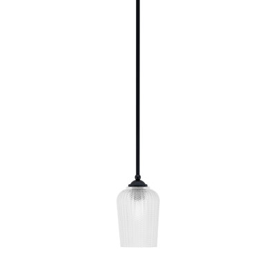Zilo Stem Hung Mini Pendant Shown In Dark Granite Finish With 5" Glass