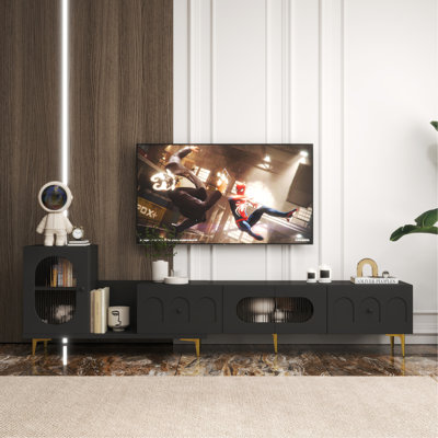 Wood Extendable TV Stand Rectangle Entertainment Center, Media TV Console For Living Room Bedroom
