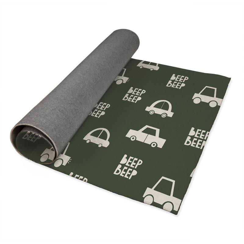 Beep Kids Play Mat, Chimichurri/Green/Ivory, Rectangle 4' x 6'
