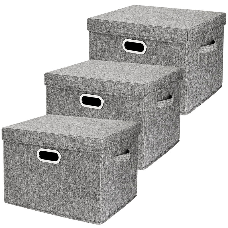 Ebern Designs Fabric Decorative Bin, Grey