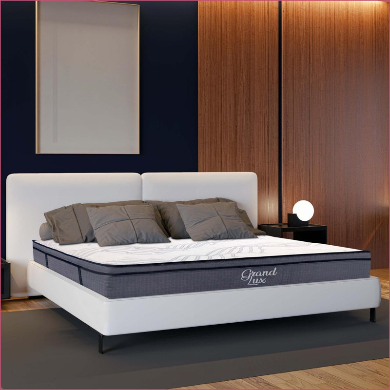 Matelas, matelas hybride moelleux de 14 po avec housse en tricot de polyester doux, mousse multicouche et ressorts ensachés | Très grand