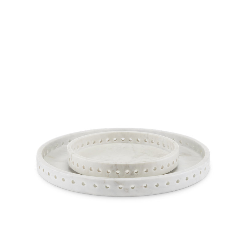Freya Large Round White Marble Decorative Tray