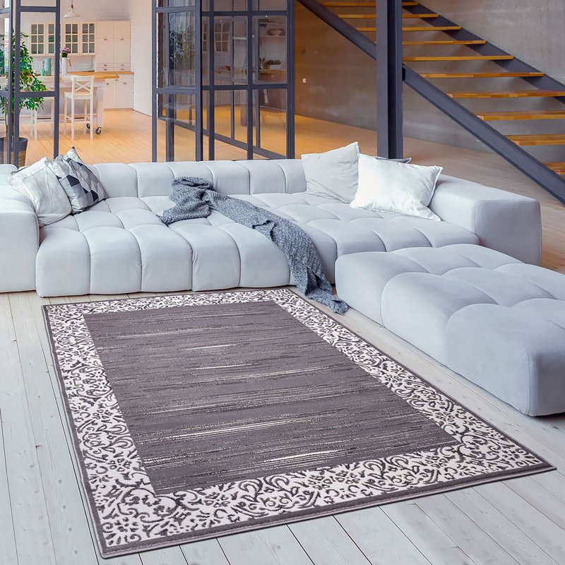 Tapis turc Aamiya - GRIS, Rectangle 8 pi x 10 pi 2 po