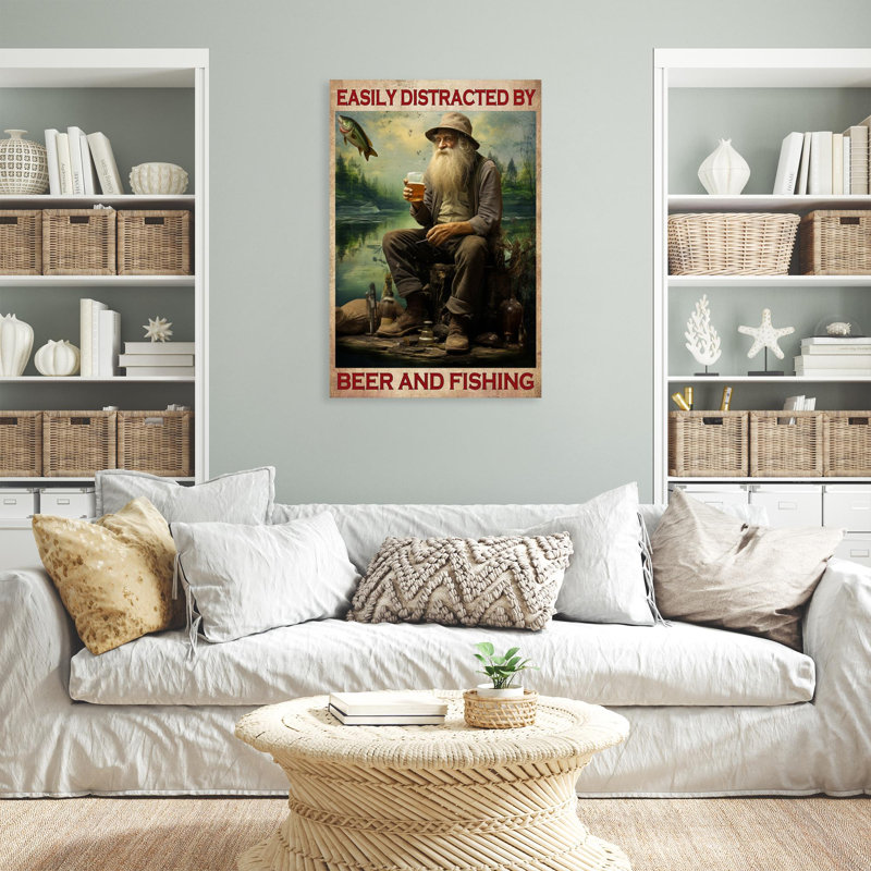 " Beer And Fishing 2 ", 36" H x 24" W x 1.25"D