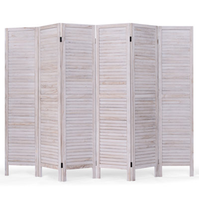 Kellerton 240cm W x 170cm H 6 - Panel Solid Wood Folding Room Divider