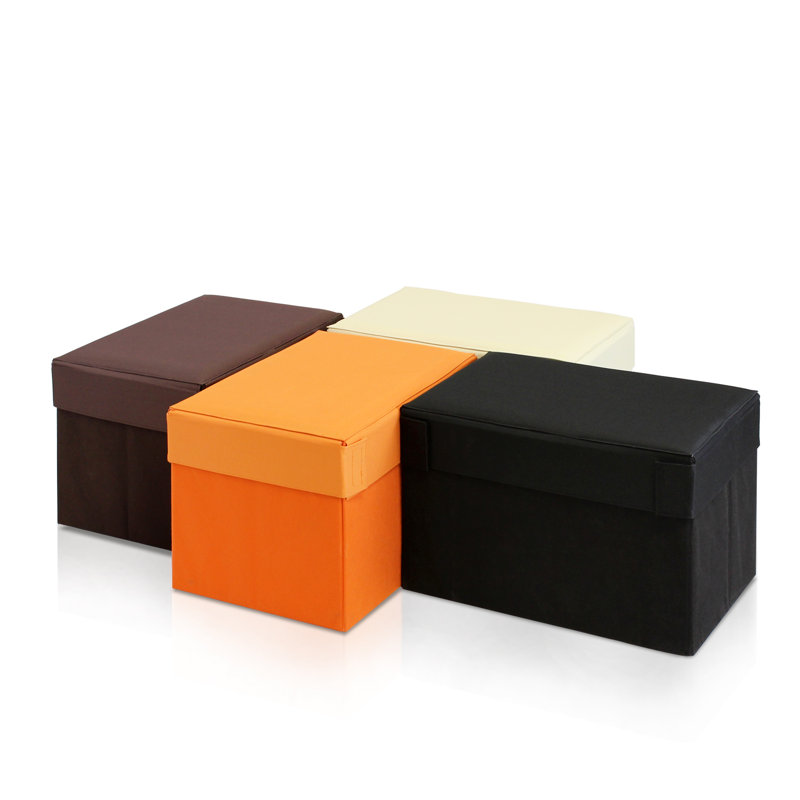 Repose-pieds rectangulaire avec rangement de 18,1 po Eugenija, Ivoire