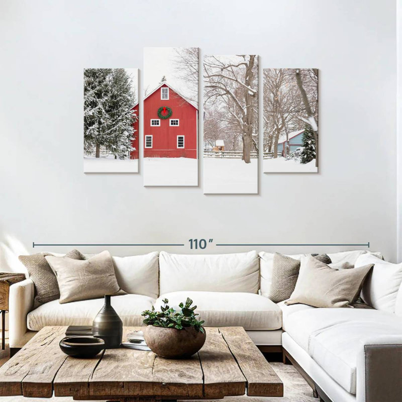 Lilie Red Christmas Barn, 48'' H x 75'' W