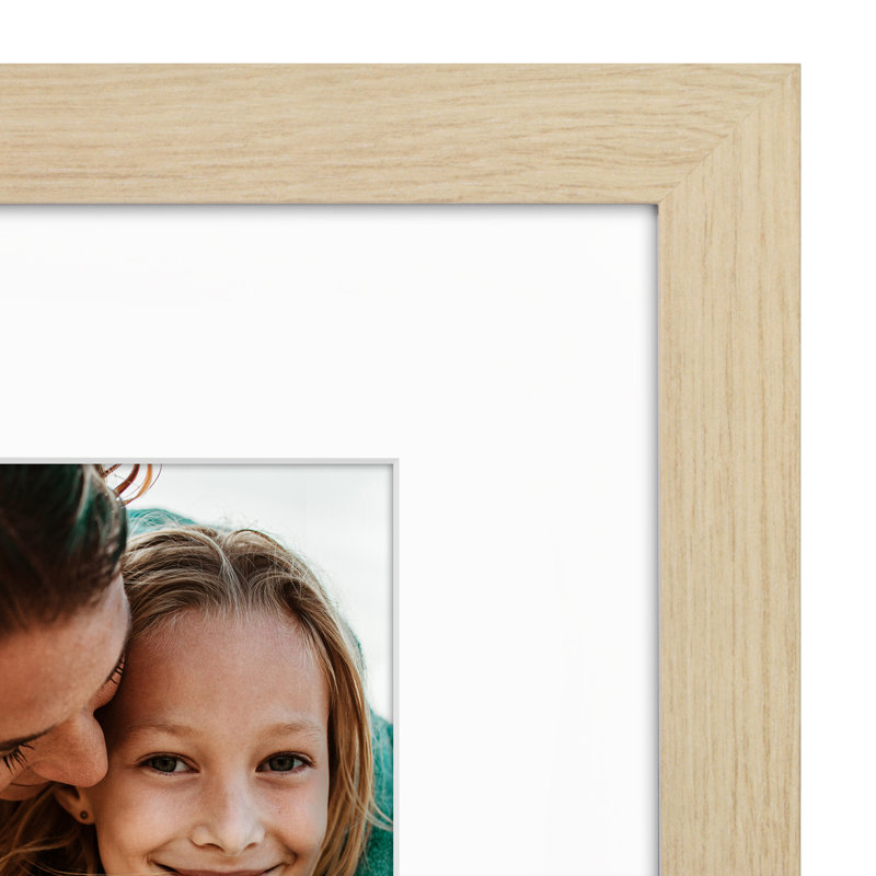 Cadre photo Americanflat - Cadre avec passe-partout - Moulure large - Verre résistant aux chocs, Chêne naturel, 8 po x 10 po