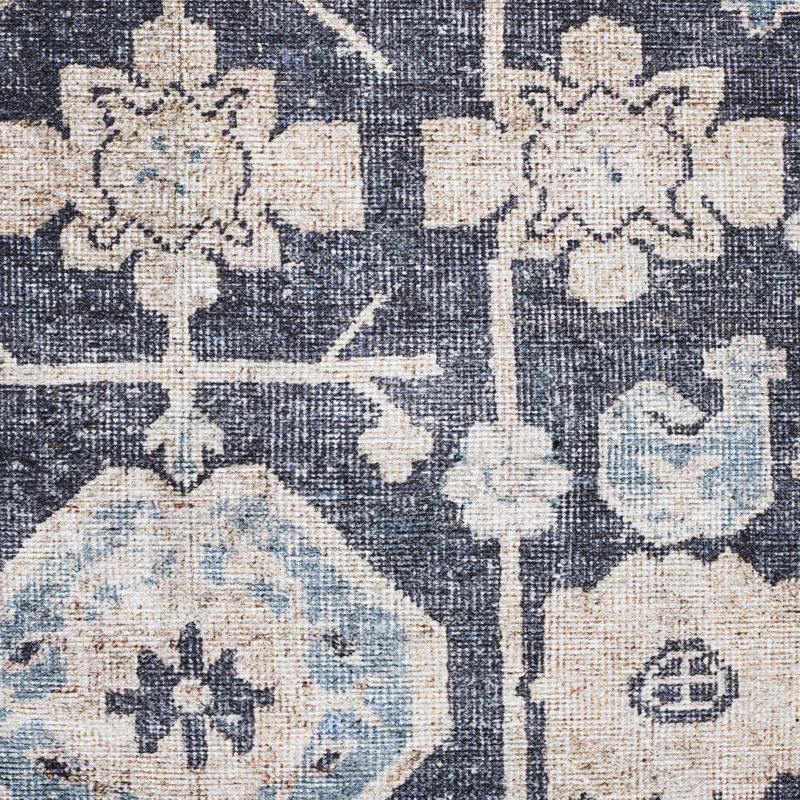 Bungalow Rose Machine Woven / Power Loomed Polyester Geometric Floral Rug, Rectangle 3'9" x 5'6"